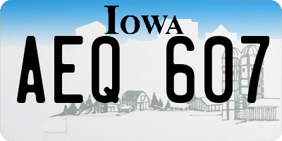 IA license plate AEQ607