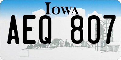 IA license plate AEQ807
