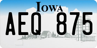 IA license plate AEQ875