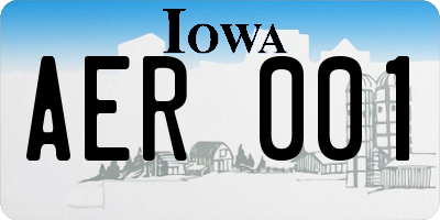 IA license plate AER001