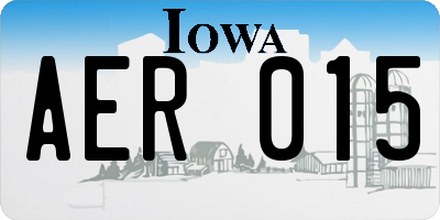 IA license plate AER015
