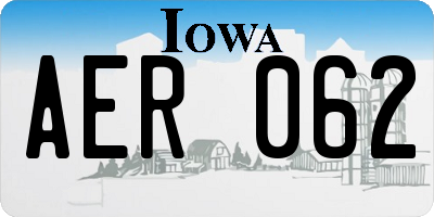 IA license plate AER062
