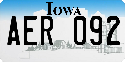 IA license plate AER092
