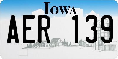 IA license plate AER139
