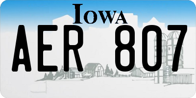 IA license plate AER807