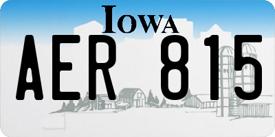 IA license plate AER815