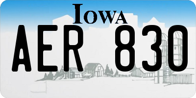 IA license plate AER830