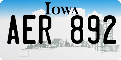 IA license plate AER892