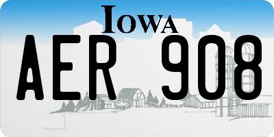 IA license plate AER908