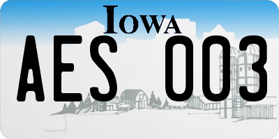 IA license plate AES003