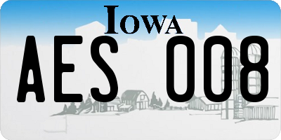 IA license plate AES008