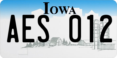 IA license plate AES012