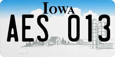 IA license plate AES013