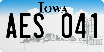 IA license plate AES041