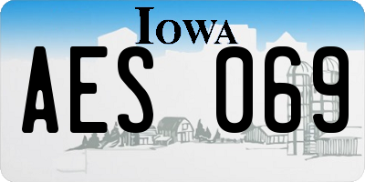 IA license plate AES069