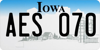 IA license plate AES070