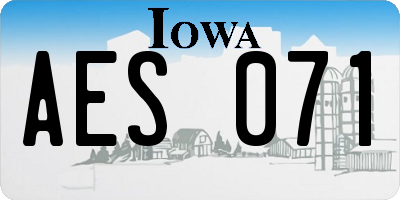 IA license plate AES071