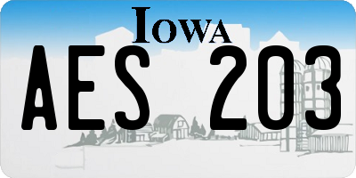IA license plate AES203
