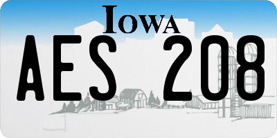 IA license plate AES208