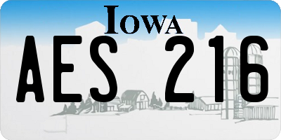 IA license plate AES216