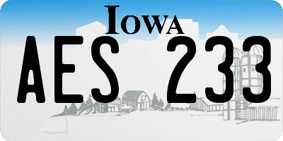 IA license plate AES233