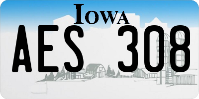 IA license plate AES308