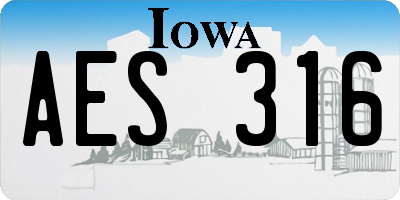 IA license plate AES316