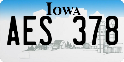 IA license plate AES378
