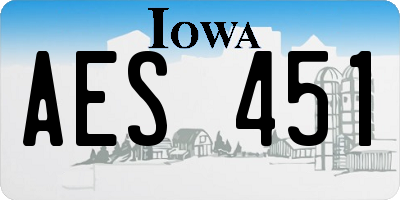 IA license plate AES451