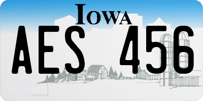IA license plate AES456