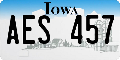 IA license plate AES457