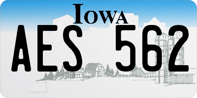 IA license plate AES562