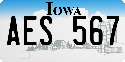 IA license plate AES567