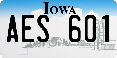 IA license plate AES601