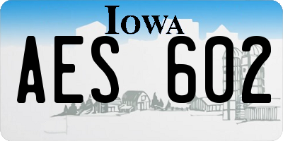 IA license plate AES602