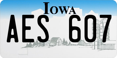 IA license plate AES607