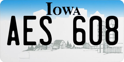IA license plate AES608