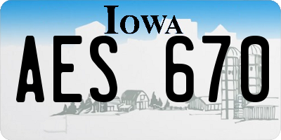 IA license plate AES670