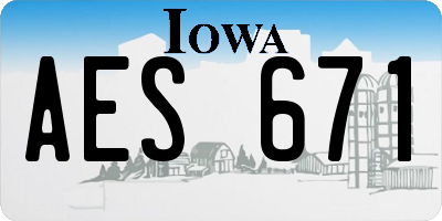 IA license plate AES671