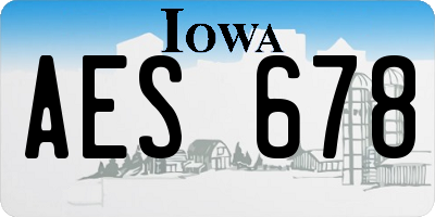 IA license plate AES678
