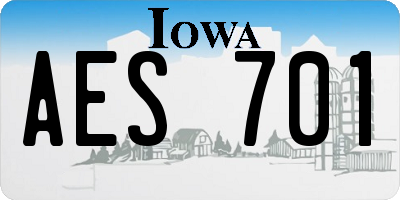 IA license plate AES701