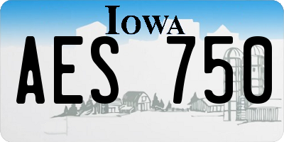 IA license plate AES750