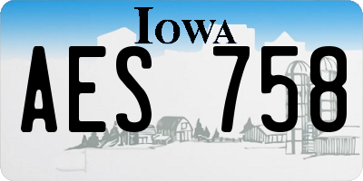 IA license plate AES758