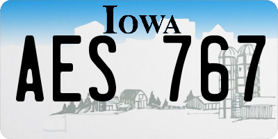 IA license plate AES767