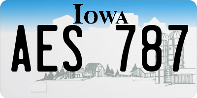IA license plate AES787