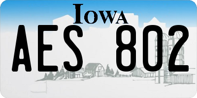 IA license plate AES802