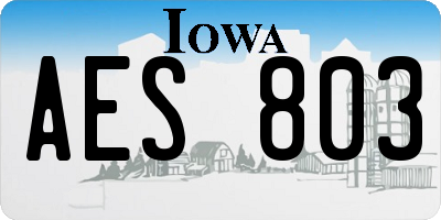 IA license plate AES803