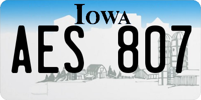 IA license plate AES807