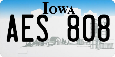 IA license plate AES808