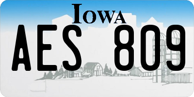 IA license plate AES809